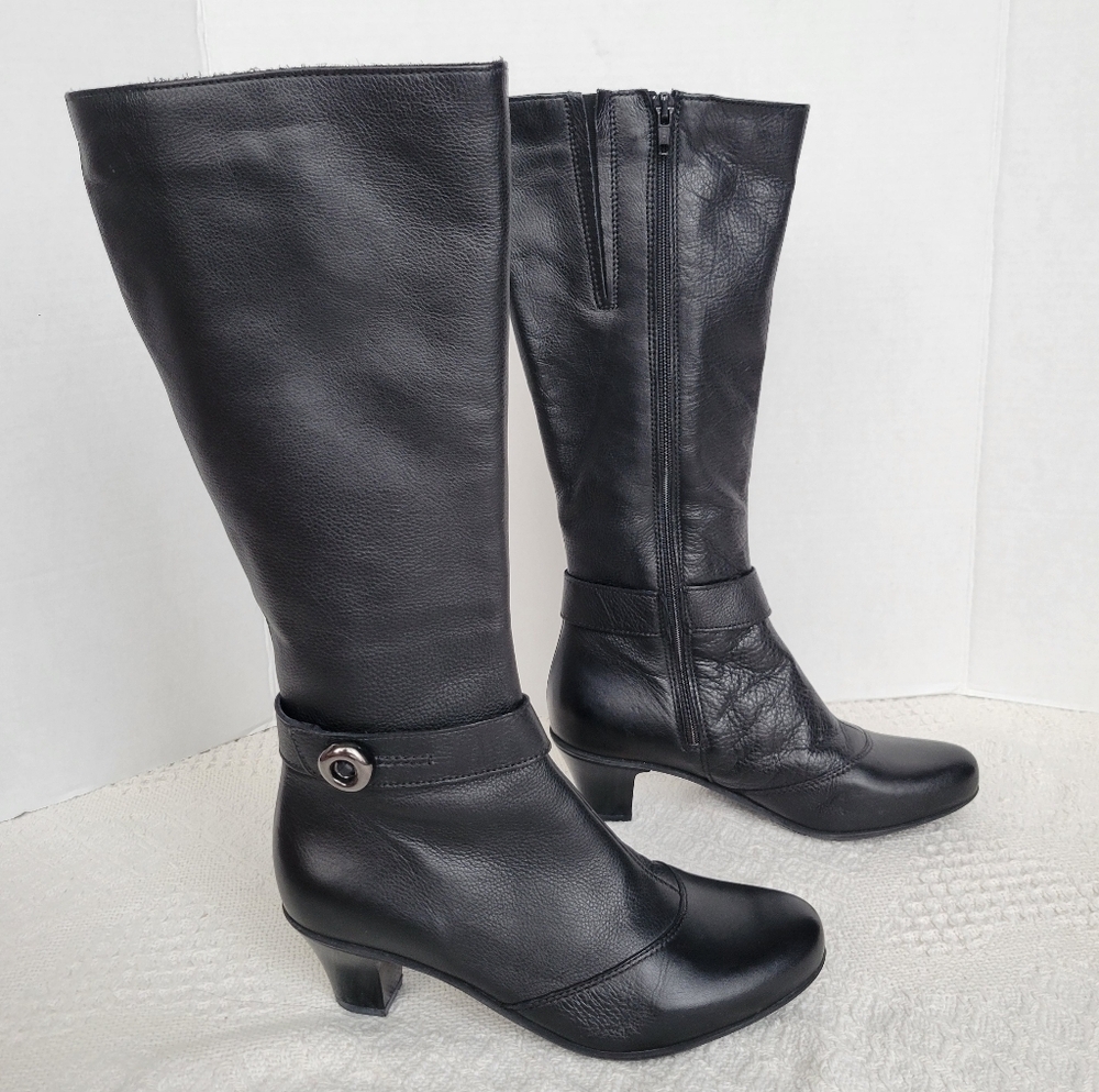 La Canadienne, Leather Zip-Up Knee High Small Heeled, Waterproof, Black Boot - Picture 3 of 13